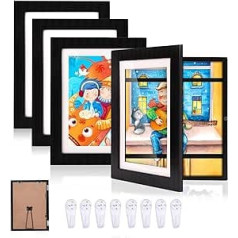 LZDMY Pack of 4 Picture Frames Children's Drawings A4, Children's Art Picture Frame Front Opening 35 x 26 cm, Children's Pictures Fillable Art Photo Frame for Children Pictures for Children Art