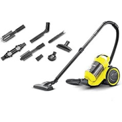 Karcher putekļu sūcējs VC 3 bezmaisu, grīdas putekļsūcējs ar komforta aprīkojumu, ļoti efektīvs Hepa filtrs, 700 vati, dzeltens/melns, ērts, kluss un draudzīgs alerģijām