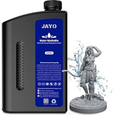 Ūdenī mazgājami sveķi, 2 kg, JAYO 3D printera sveķi, mazgājami ūdenī, 405 nm UV standarta ātrās fotopolimēra sveķi 4K/6K/8K LCD/DLP/SLA 3D printerim, augsta precizitāte, zema smarža, pelēks 2000 g