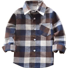 Mini honey Baby - Jungen kleines Langarm-Button-down-rote kariert flanellhemd Plaid nb-6t