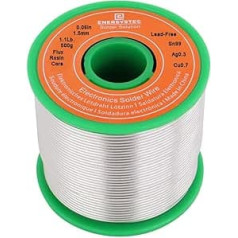 Solder Wire, Lead Free Rosin Flux Core, Large Solder Wire, Diameter 1.5mm, 0.06 Alloy, Sn99, Ag0.3, Cu0.7, Wide Solder Gauge, Lead Free, Fast Melting, Solder Wire, No Cleaning