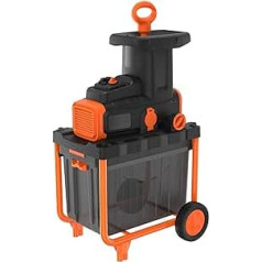 Black+Decker BEGAS5800 2800 vatu elektrisks kluss smalcinātājs (ātrai zaru un zaru smalcināšanai līdz 45 mm, 45 l savākšanas konteiners, braukšana uz priekšu/atpakaļ, izturīgi riteņi un kājas)