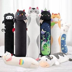 Mewaii Long Cat plīša Kawaii ķermeņa spilvens, 130 cm pelēkas kaķa mīkstās rotaļlietas, mīkstas plīša rotaļlietas, kaķēnu plīša izmešanas spilvens, lelle, liela plīša rotaļlieta, dāvana draudzenei