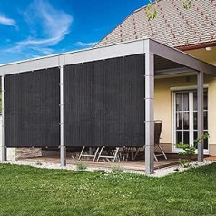 VICLLAX 90 % Schattenstoff, Sonnenschutz, Stoff, Sichtschutz mit Ösen für Terrasse, Garten, Pergola, Überdachung, 6,8 x 91,4 m, grafīts