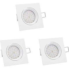 Lumare LED padziļināts prožektors, regulējams 4 W 400 lūmeni IP44 27 mm uzstādīšanas dziļums īpaši plakans 68 mm uzstādīšanas diametrs LED gaismas modulis maināms griestu prožektors silts balts kvadrātveida vannas istabas komplekts