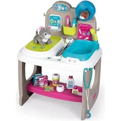 Smoby - Veterinarian Clinic - Playset with Examination and Washing Area, Includes Extensive Doctor Accessories, Plush Cat and Plush Hamster, for Children from 3 Years