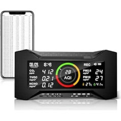 Therm La Mode CF-20 DL gaisa kvalitātes mērītājs ar datu atskaiti par CO2 TVOC PM2.5 PM10 AQI HCHO, temperatūra, mitrums, gaisa kvalitātes monitors ar audio trauksmi, CO2 mērītājs mājām, skolai