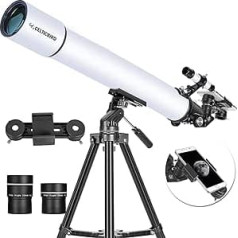 CelticBird teleskops 80 mm apertūra 600 mm — astronomiskais refrakcijas teleskops pieaugušajiem un iesācējiem (70400)