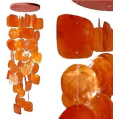 ART-CRAFT Capiz Shell ķēde Garland Orange kā piekarināms logu dekors vai dekors Dzīvojamās istabas dārza apdare Garums 70 cm