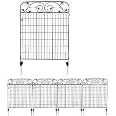 4 x MTB pārklājuma tērauda dārza žoga panelis, 8 lapu salokāms žoga panelis, 44 x 36 W