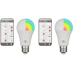 Brennenstuhl Connect WLAN LED gaismas spuldze SB 800 E27 (saderīga ar Alexa un Google Assistant, nav nepieciešams centrmezgls, viedā spuldze 2,4 GHz ar bezmaksas lietotni, 810 lm) (2 pakotnē)