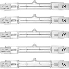 VINBE ECO HaloLine halogēna caurule, ligzda R7S, halogēna lampa T3, 230 V, 120 W = 150 W, 78 mm, silti balts — 2800 K (5 pakojumā)