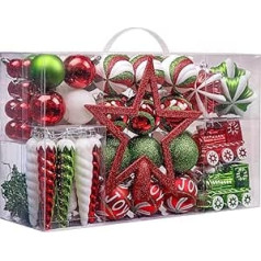 Valery Madelyn Christmas baubles 100 pieces plastic Christmas tree decoration with tree topper and hanger decoration multi-way packaging