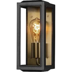 Konstsmide Carpi 7348-758 Wall Light Steel / Clear Glass E27 Black / Brass 12 x 12 x 28 cm