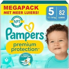 Pampers Premium Protection Size 5, Nappies x 82, 11kg - 16kg, Our No.1 for Comfort and Protection of Sensitive Skin