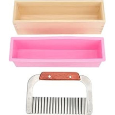 Wooden Loaf Soap Cutter Mould with Silicone Mould, Wave Soap Cutter, Soap Cutter for Beginners for DIY Soap