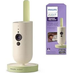 Philips Avent savienota bērnu kamera ar lietotni, privāta un droša šifrēšana, audio, 2x tālummaiņa, nakts redzamība, VOX, domofons, šūpuļdziesmas un balts troksnis (modelis SCD643/26)