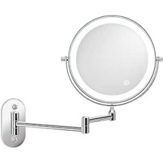 Amtang Miroir Grossissant, Miroir De Courtoisie sienas gleznojums Avec LumiÈRes LED Grossissement 10x Sans BuÉE Pour Se Raser Le Maquillage (gaišs sudrabs, 7x palielinājums)