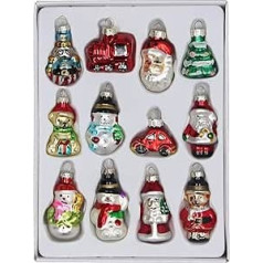 Set of 12 Mini Glass Hanging Christmas Tree Decorations by Gisela Graham