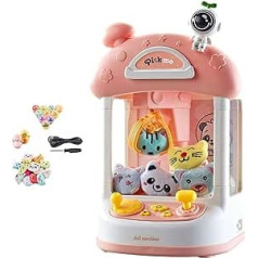 Harilla Mini Claw Machine iekštelpu tirdzniecības rotaļlieta 3, 4, 5, 6, 7 un 8 gadus veciem bērniem. Lomu spēle, aizraujoša, rozā 10 lelles