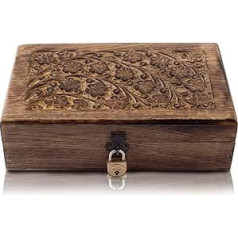 Great Birthday Gift Ideas Handmade Decorative Wooden Jewellery Box with Lock and Key Jewellery Organiser Storage Box Treasure Chest Jewellery Holder Storage (Antique)