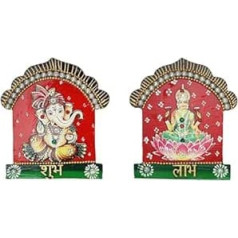 Auspicious Wood MDF Laxmi Ganesh Shubh Labh Wall Hanging Bandanwar Door Wall Hanging for Festival Diwali Decorations Handmade Traditional Religious Showpiece for Home Temple Decor (Size: