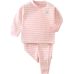 OBiQuzz Toddler Baby Girls Boys Autumn Winter Striped Cartoon Cotton Long Sleeve Trousers Jumper Sleepwear Set Clothing Baby Year