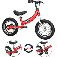 Qiani Kids 2-in-1 līdzsvara velosipēds 2–7 gadiem ar bremžu stabilizēšanas riteņiem, pedāļi 12 14 16 collu bērnu velosipēds bez pedāļiem Sarkans, zils, rozā