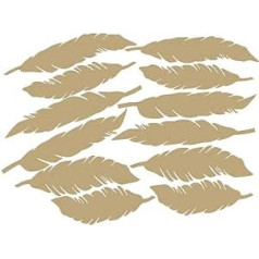 sourcing map 12pcs Feather Shape Removable Wall Stickers Living Room Bedroom Kids Room TV Wall Stickers Home Decor Gold Tone