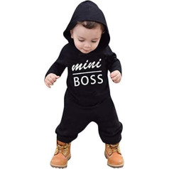 Baby Boys Hooded Romper Winter Yanhoo bērnu modes garām piedurknēm ar burtu apdruku Robe džemperis Overall - melns, izmērs: 100