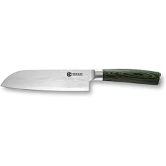 HexClad Santoku nazis, 18 cm Japānas Damaskas nerūsējošā tērauda asmens, Full Tang konstrukcija, Pakkawood rokturis