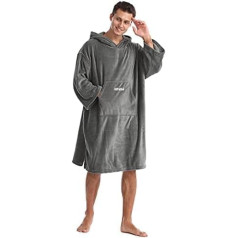 Hiturbo Bademantel, Damen Herren Robe, Unisex, Einheitsgröße, siltāks Weicher Fleece Mogenmantel ar Kaputze, für Strand, Schwimmbad, Zuhause