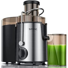 SiFENE Juicer for Fruit and Vegetables, 400 W Centrifuge Juicer with Extra Large Filling Opening, Quick Juice Extraction in Seconds, High Juice Yield Thanks to 3 Speed Levels, Compact and Portable