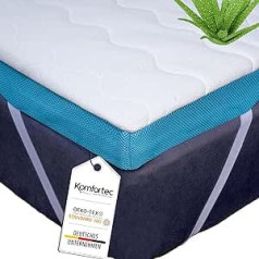 Komfortec Topper 90 x 200 cm Izgatavots no Visco Memory Foam ar želeju, 7,5 cm augsts, Oeko-Tex sertificēts, Virsmatracis, Mazgājams Aloe Vera pārklājums