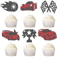 Racing Happy Birthday Cupcake Topper Glitter Racing Cupcake Dekorācija Personalizēta sacīkšu tematiska viesību piederumi für Kinder Jungen und Mann