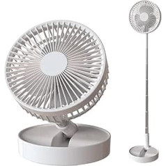 Pārnēsājams galda ventilators ar iebūvētu 7200 mAh akumulatoru, darba laiks 10-24 stundas, salokāms teleskopisks dizains, stāvošs, kluss mobilais ventilators birojam/guļamistabai/mājai/āram/kempingam