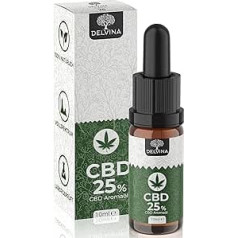 CBD eļļa 25% pilna spektra zelts - augstākās kvalitātes kaņepju eļļas pilieni ar 25% kanabidiolu kaņepju sēklu eļļā - Vācijas kvalitātes zīmols, pārbaudīts laboratorijā, sertificēts - 2500 mg CBD kaņepju ekstrakts - 10 ml DELVINA