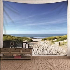 Bishilin sienas gobelēns viesistabas fantāzija 350 x 256 cm, Sky Sea Beach Gobelēns Psihedēlisks sienas gobelēns Hippie