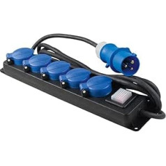 as - Schwabe 5-Way CEE Power Strip with Switch 3-Pin - CEE Multiple Plug with 4.5 m Cable - 230 V / 16 A - with Switch & Safety Flap - For Indoor & Outdoor Use - IP44 - Black I 38619