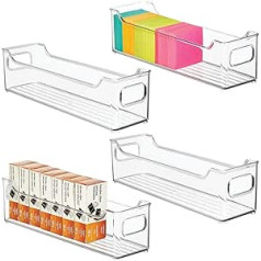 mDesign Office and Desk Storage Box - Plastic Desk Organiser - Storage System for Desk Accessories such as Pens, Hole Punch & Co. - Set of 4 - Clear