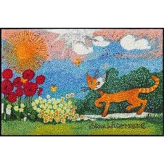 Salonloewe Rosina Wachtmeister Fußmatte margrietiņas 50x75 cm eingangs-Matte Katzen bunt Landschaft Fussabtreter mazgāšanas stienis