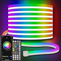 AILBTON neona LED sloksne, 10 m elastīga neona LED sloksne, vadība ar lietotni/tālvadības pulti, vairāki režīmi, IP65 āra RGB neona gaismas, ūdensizturīgs, mūzikas sinhronizācijas spēļu LED neona sloksnes gaisma guļamistabai, iekštelpu