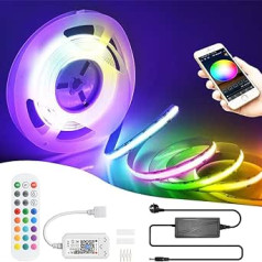 5 m WiFi COB RGB LED sloksne Fairy Lights 576 LED/M 2880 LED 24 V aptumšojama kaļama LED gaisma ar tālvadības pults joslas gaismas sloksni Darbojas ar Google mājas palīgu/Alexa