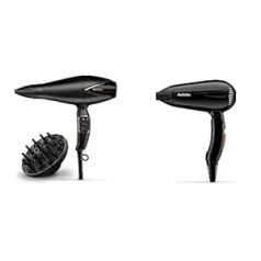 BaByliss Salon Air Brilliance digitālais motora matu žāvētājs D665E & Travel Dry 2000 salokāms viegls ceļojumu matu žāvētājs, melns 2000 vatu 5344E