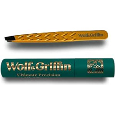 Wolf & Griffin Ultimate Precision Mini Tweezers | Professional Stainless Steel Oblique Eyebrow Tweezers for Men and Women | Cali Yellow