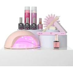 ‎Pink Gellac Rozā želejas nagu komplekts Gel Nails sākuma komplekts - Premium Compact Gel Nails sākuma komplekts ar LED lampu 15 ml - UV nagu laka - UV želejas komplekts 14 Days Beautiful Nails - Shellac Starter Set - Gēla nagu komplekts