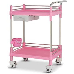 GHCXY Movable Carts, Household Service Maintenance Cart Large Beauty Salon Cart with Wheels, Hairdresser Dentist Treatment Shelf Makeup Trolleystainless Steel Car/Pink/73 * 53 * 90Cm