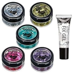 Moon Glitter Биоразлагаемые экологические блестки Moon Glitter — 100% косметические органические блестки для лица, тела, ногтей, волос и губ — набор из 