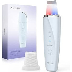 Anlan Ultrasonic Exfoliator ANLAN Skin Scrubber Ultrasonic Red and Blue Phototherapy IPX5 Waterproof Face Scrubber Pore Cleaner Blackhead Acne Remover for Facial Cleansing Face Care