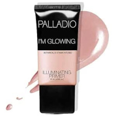 Palladio I'm Glowing Primer, Pearl Pink sejas grima gruntējums, satur alveju, vīnogu kauliņu eļļu, zaļo tēju, padara sejas ādu gaišāku, cīnās ar grumbām (dzidrs, 0,67 fl oz (1 iepakojums)